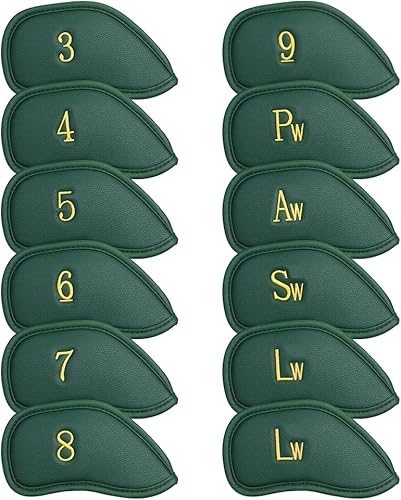Miniatura 18 de CRAFTSMAN GOLF 12 piezas o 1 pieza de fundas protectoras de cuero sintético para cabezas de palos de golf, compatibles con todas las marcas