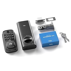 TCL Smart Lock D1, Fingerprint Keyless Entry Front Smart Door Lock, Wi-Fi Keypad Deadbolt, Works with Alexa, Easy Installation, Remote Control, Auto-Lock(Black)