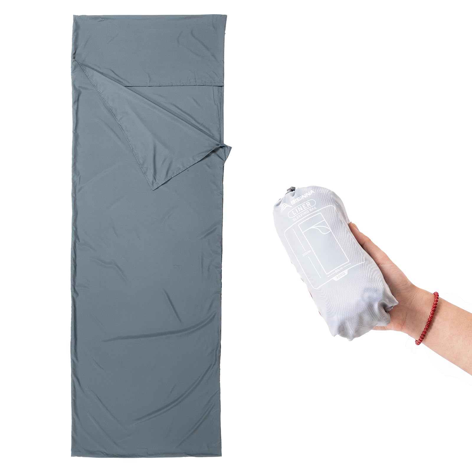 BISINNA Ultralight Sleeping Bag Liner 300g Compact Small pack size