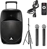Freedom 12 Portable Wireless 12-Inch 500 Watt Powered Dj/PA Speaker Rechargeable Karaoke System with Bluetooth/USB Drive Read/SD Card Reader/FM/Remote Control/Wireless Microphone