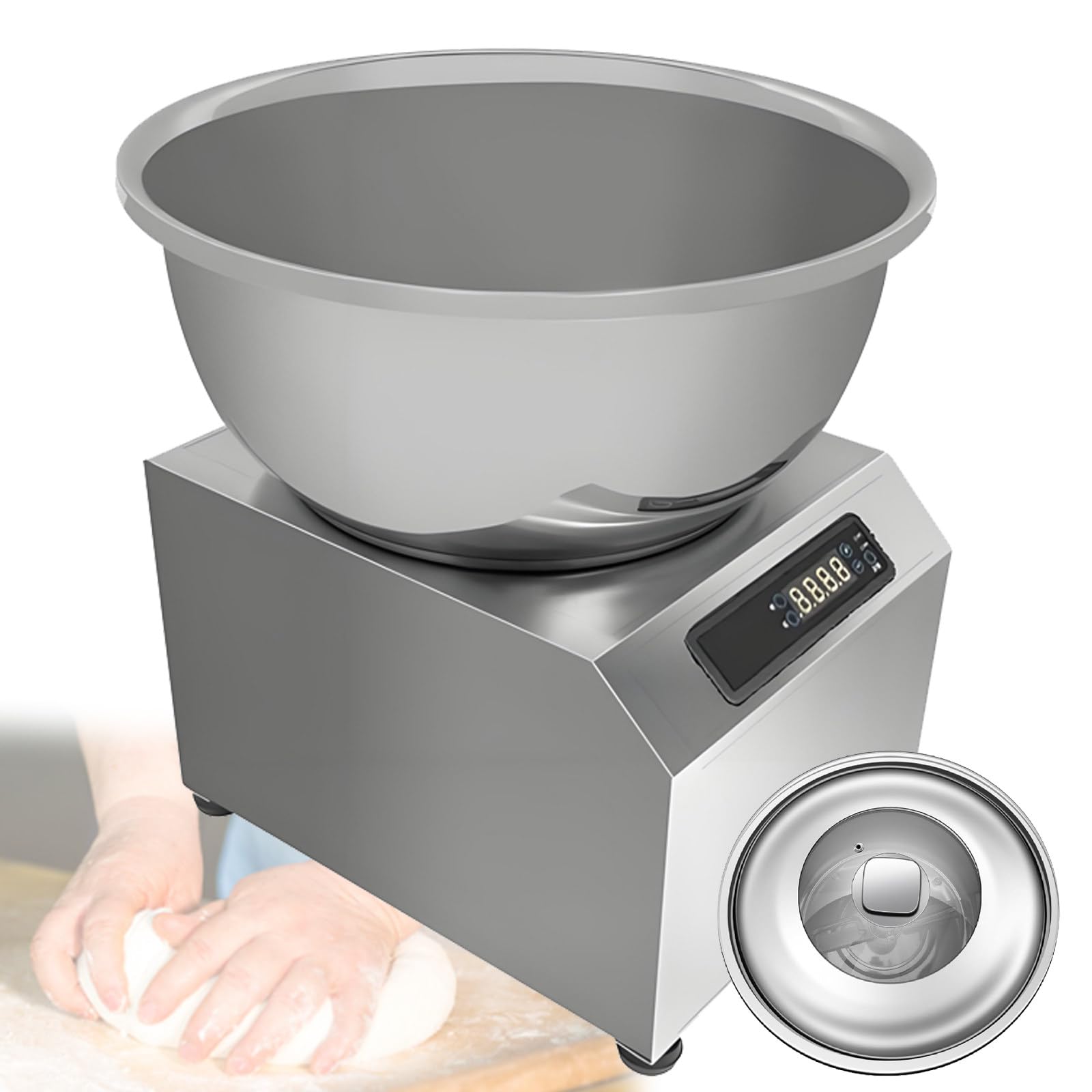 Impastatrice Commerciale da 5 kg/8 kg, Grande capacità, elettrica, con Doppia Rotazione, in Acciaio Inox, per Pane, Pizza, Gnocchi, Facile da Pulire 5kg