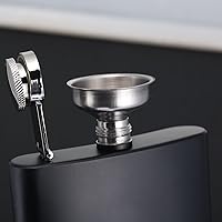 Vista 5 de Petaca de whisky de bolsillo negro mate de 12 onzas con embudo y caja, acero inoxidable y a prueba de fugas