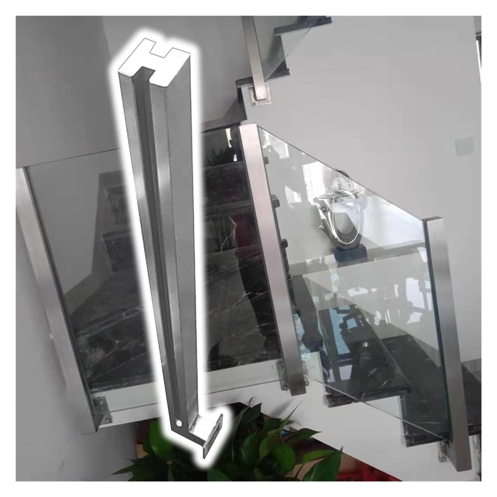 Poteau de garde-corps en verre fente 15 mm en acier inoxydable pour couloir et terrasse