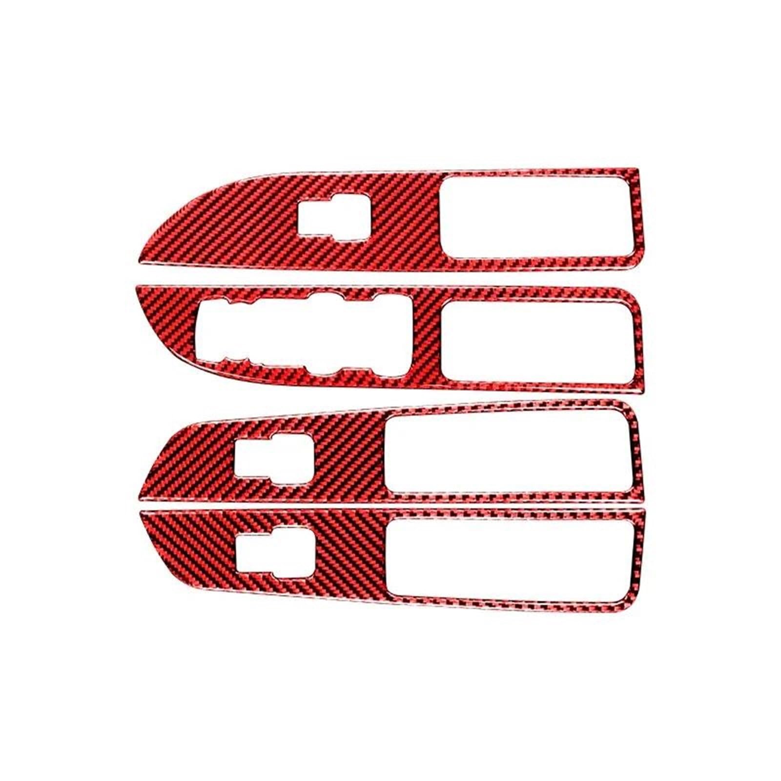 for Ford for Explorer 2013-2019 Carbon Fiber Car Accessories Interior Windows Lift Control Panel Decoration Cover Sticker Decal(Red,LHD)