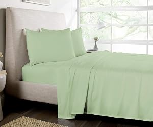 Luxury Soft Sheets 1900 TC Softness Deep Pocket Fitted Sheet 4pc Bed Sheets Set Milano Collection Bedding - Pastel Green, Full