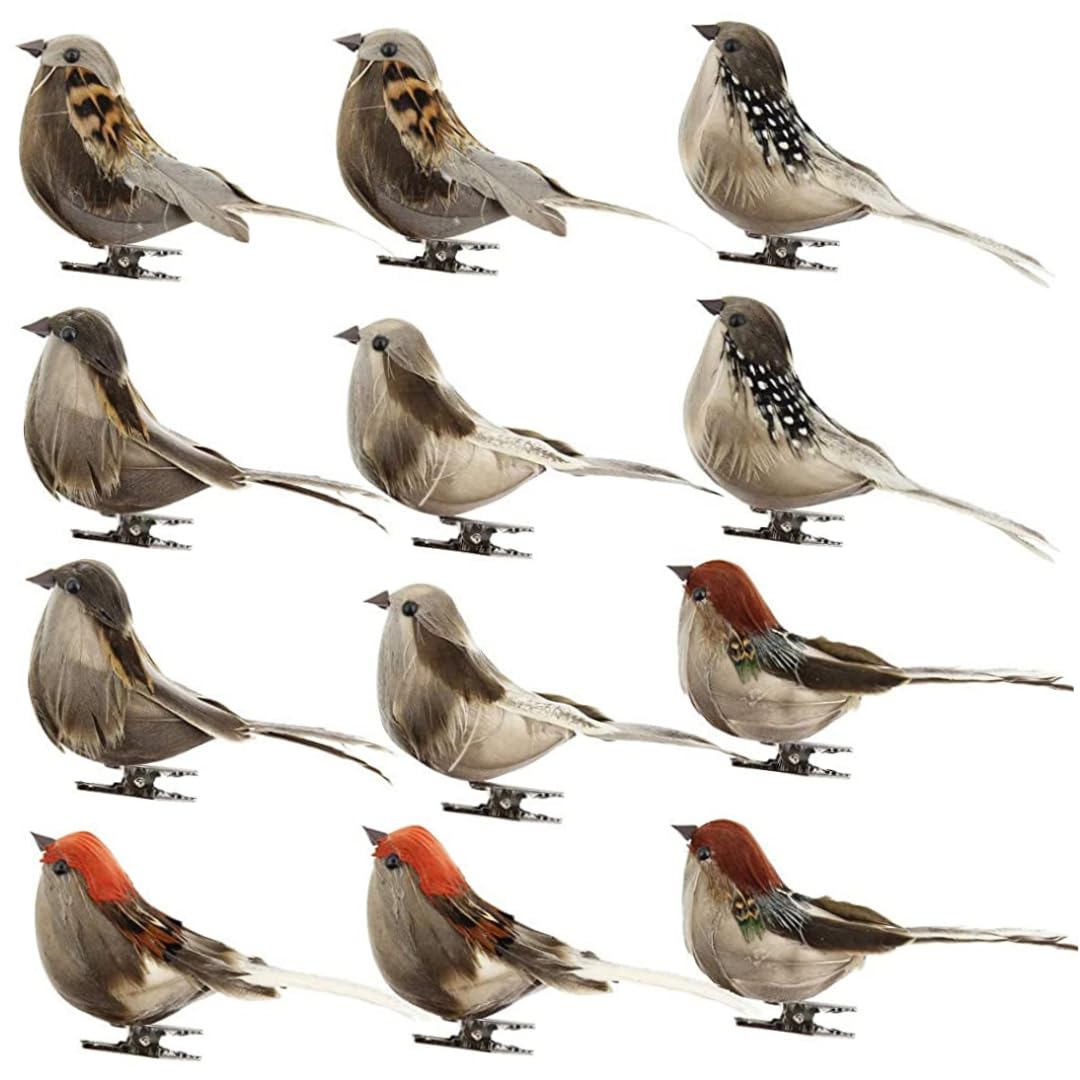 Oiseaux artificiels décoratifs en mousse avec mini clip pour loisirs créatifs DIY