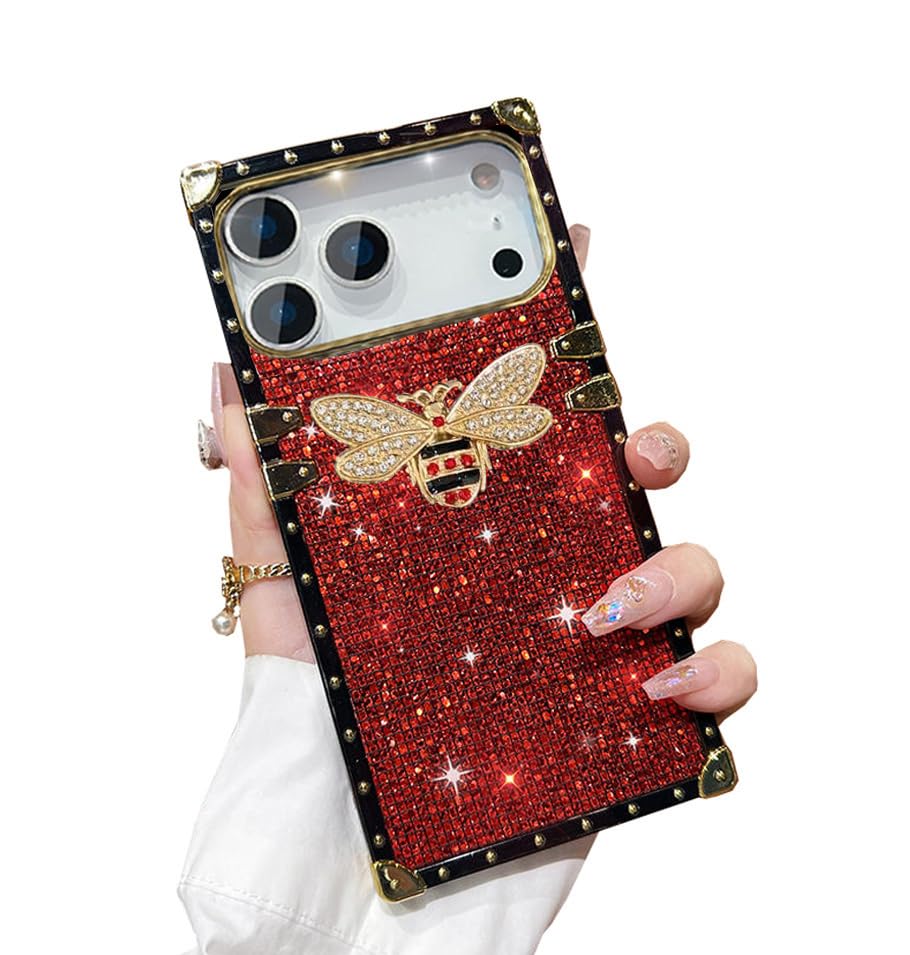 for Samsung Galaxy Note 20 Bling Case Luxury Box Trunk Design Cute Shine Sparkly Glitter 3D Butterfly Pretty Soft Phone Cover for Women Girls,Red b-Red for Samsung Galaxy Note 20
