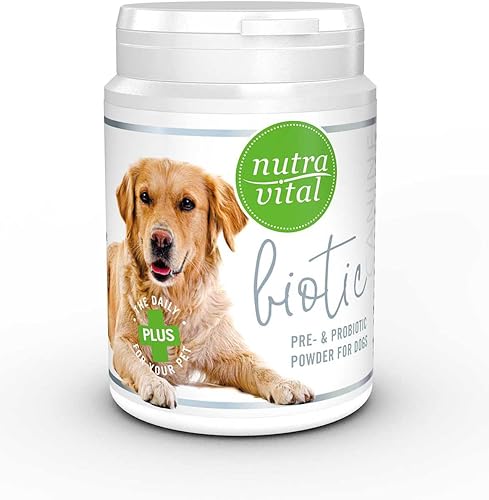 NutraVital Biotic Dog - Pre y probióticos en polvo para perros - Suplemento prebiótico y probiótico para la salud digestiva de la flora intestinal y