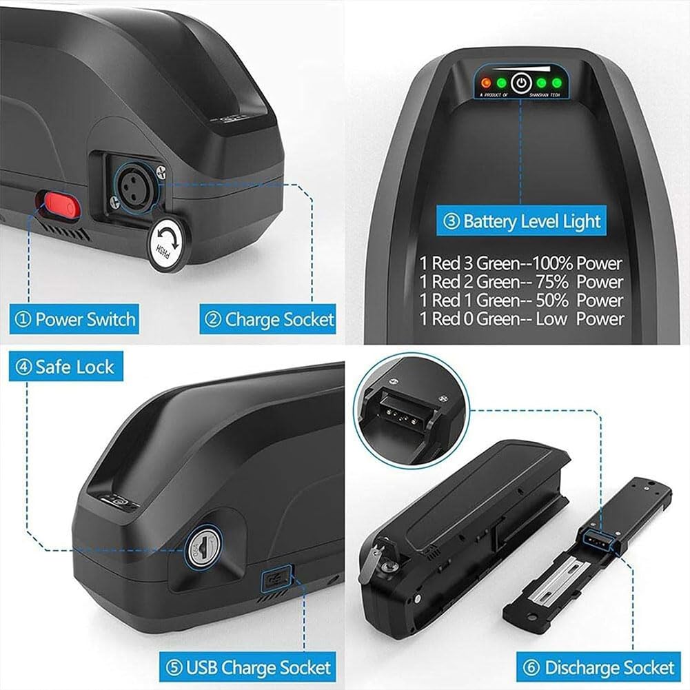 Akumulator 48V 20Ah 22Ah 24Ah, akumulator 18650 odpowiedni do 200W 300W 400W 5500W 800W 1000W, wodoodporna płyta ochronna z materiału PVC 48V24AH (24AH,48V)