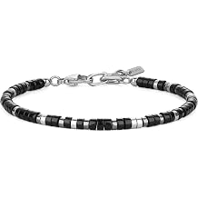 GAVU Black Stone Hematite Heishi Crystal Bracelet, Beaded Necklace for Men, Jewelry Set for Men