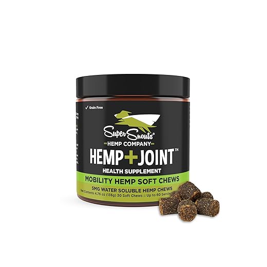Super Snouts Hemp & Joint Chew for Dogs & Cats, 30 Chews (Up to 60 Servings) – Made in USA Hip & Joint Supplement with Green Lipped Mussels, Hemp Helps Calms Joint Inflammation & Relief Joint Pain