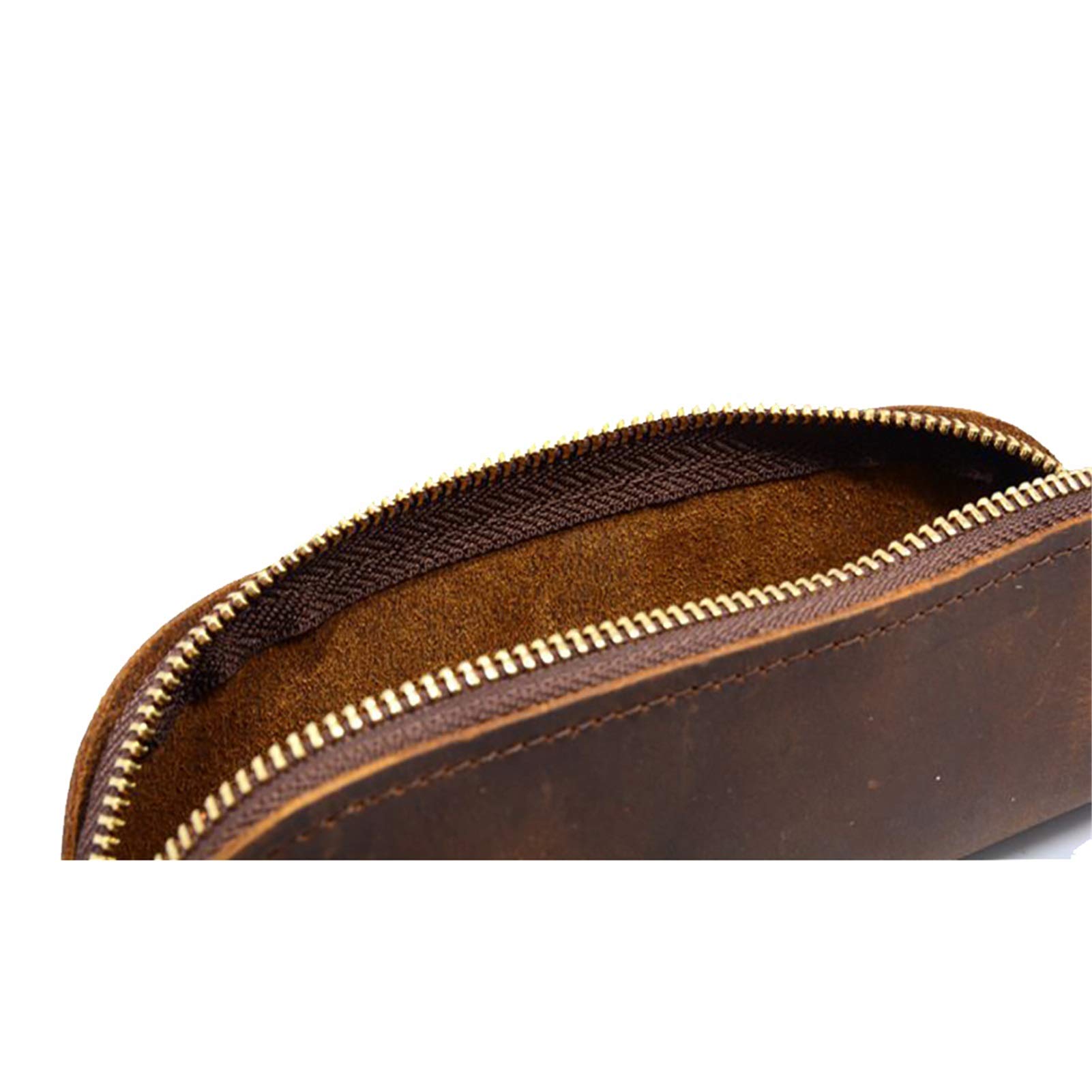 Astuccio in pelle, astuccio piccolo, Astuccio in pelle Marrone scuro, 18,5x6,5 cm(Brown)