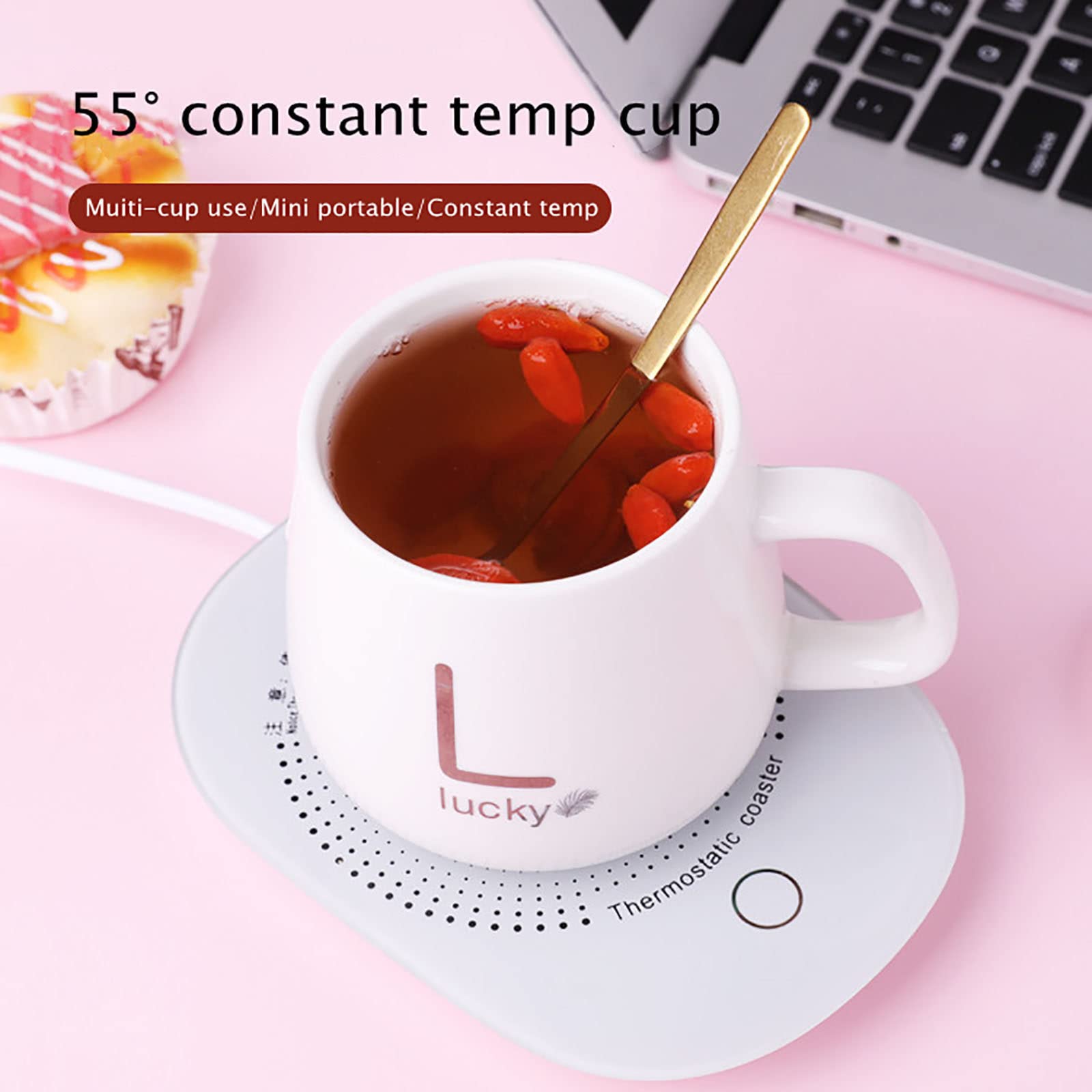 Chauffe-tasse à Café 200W - 5 Niveaux De Température (50-100°C) - Arrêt Automatique 8h - Compatible Avec La Plupart Des Tasses - 2