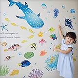 スクウェアショップ ウォールステッカー どこでもアクアリウム 特大サイズ w0271-big クジラ エイ 魚 海 夏 インテリア 水族館 飾り かわいい 装飾 飾りつけ シール ギフト