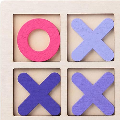 Miniatura 2 de Esquirla Juego de mesa de ajedrez de madera Tic TAC Toe Noughts and Crosses Juego de mesa XO para interiores y exteriores, niños, familia,
