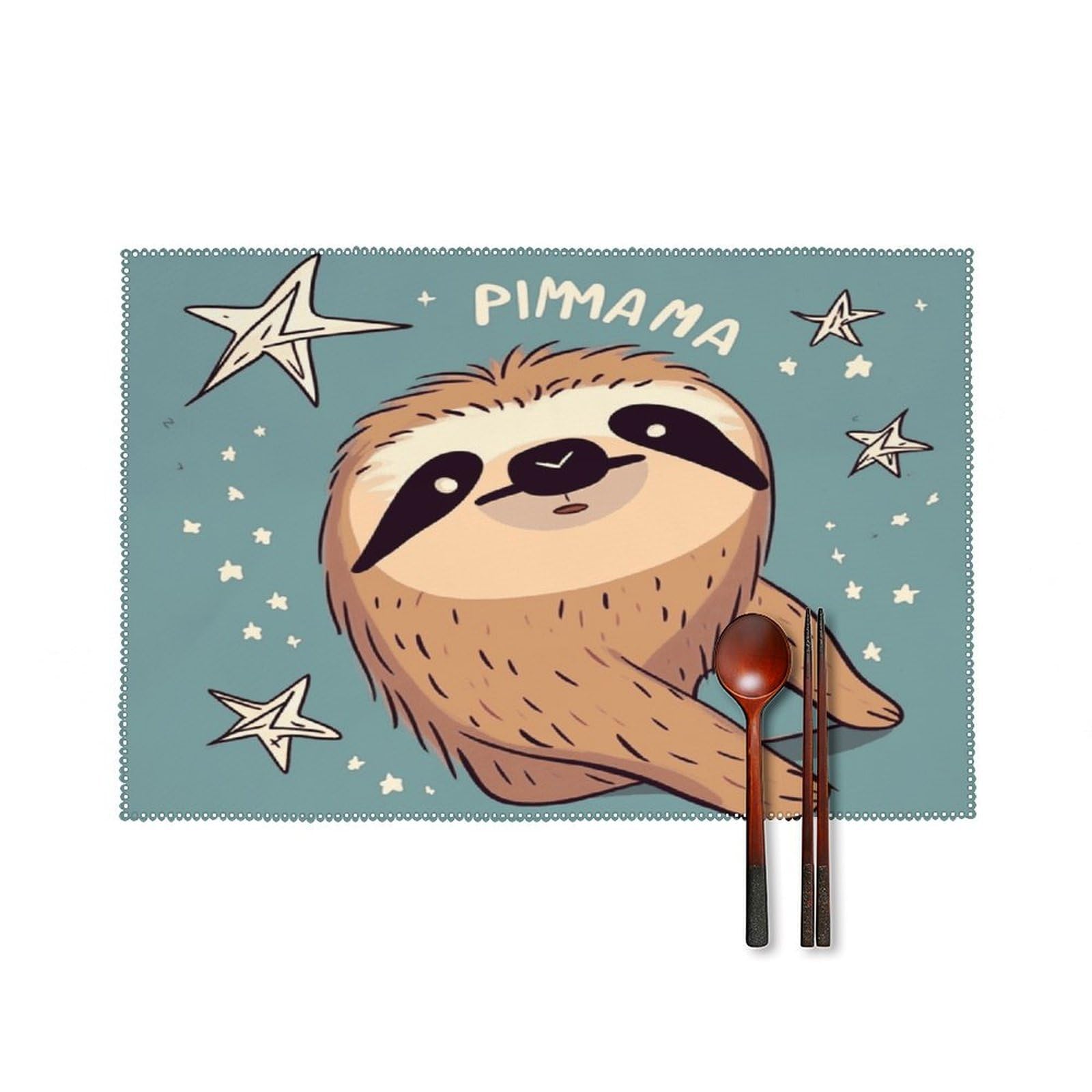Fekiloot Style Funny Sloth Stars Placemats Set Of 6,Table Mat