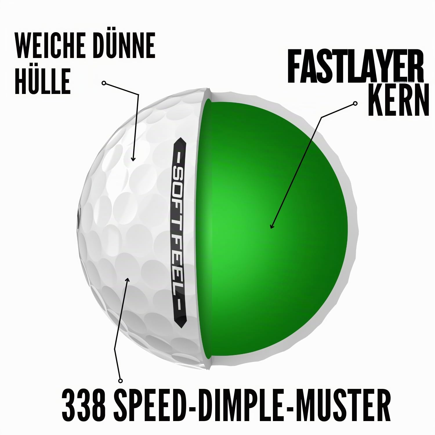 Srixon Soft Feel_14 Ultraweiche und langlebige Golfbälle| Stabile Flugbahn und kontrollierter Spin| Premium-Gefühl und Kontrolle um den Grün| Gelb/Weiß