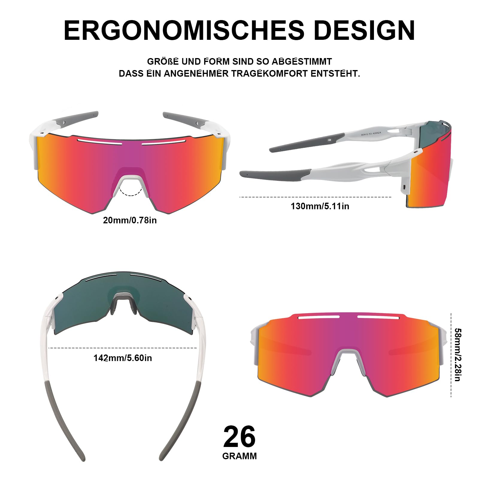 Gafas de sol para bicicleta, gafas deportivas para hombre y mujer, protección UV400, gafas de protección deportivas, gafas rápidas para deportes al aire libre, pesca, ciclismo, correr