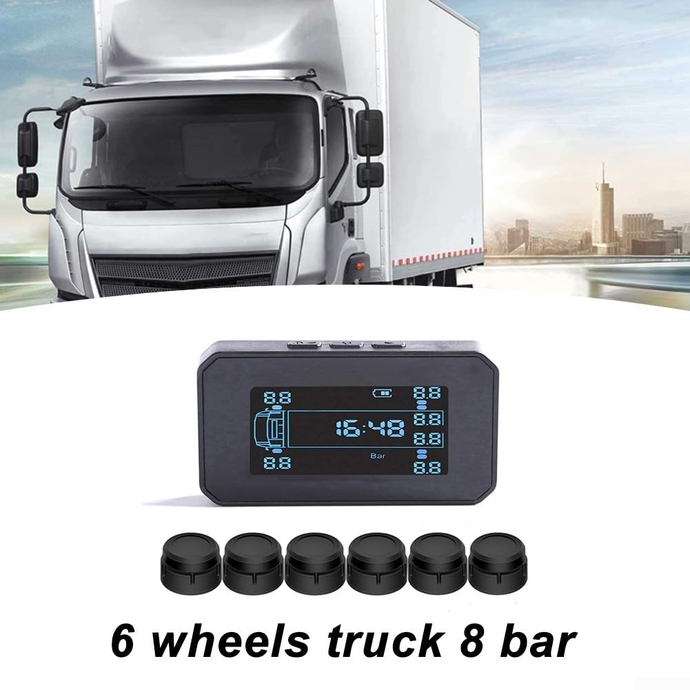 Umfassendes Reifendruckkontrollsystem für Wohnmobile 8 Bar Solarenergie mit 6 zuverlässigen Sensoren