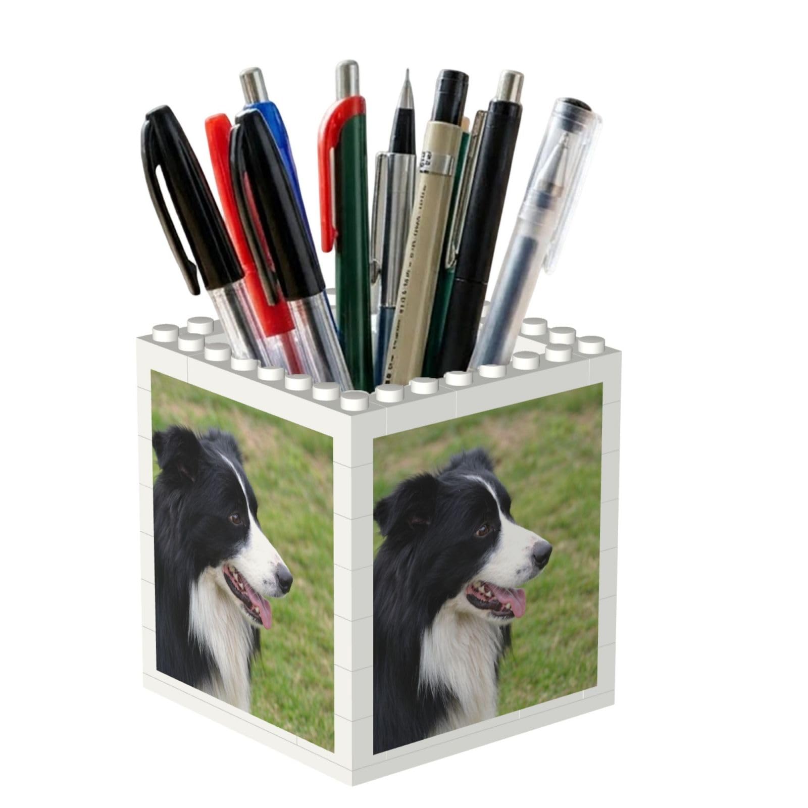 Poadnly Border Collie, Pen Pot Pencil Holder for Office Home School, Compact Desk Organiser for Office Stationery