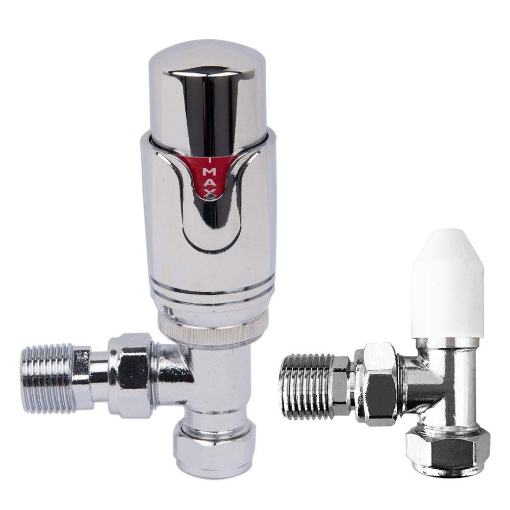 Válvula termostática en ángulo Premium, válvula para radiador de toallero de baño, grifos de calefacción Central TRV de 15mm con válvula en ángulo Manual Gratis