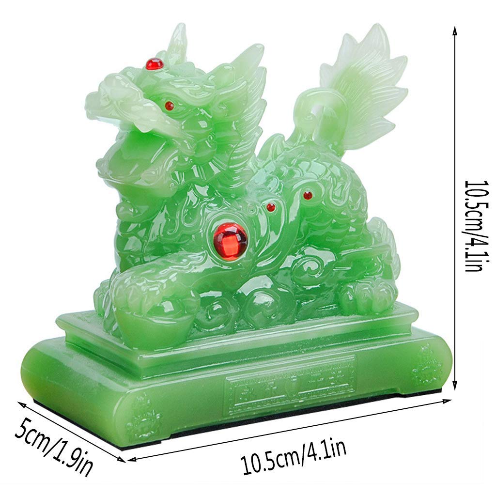 Ornamenti Feng Shui Statue Cinesi qilin/Chi Lin Kylin Resina Giada Pietra Decorazione Accessori Figurine, Ufficio Domestico e Decorazione Auto Regalo ricchezza buona Fortuna Scultura