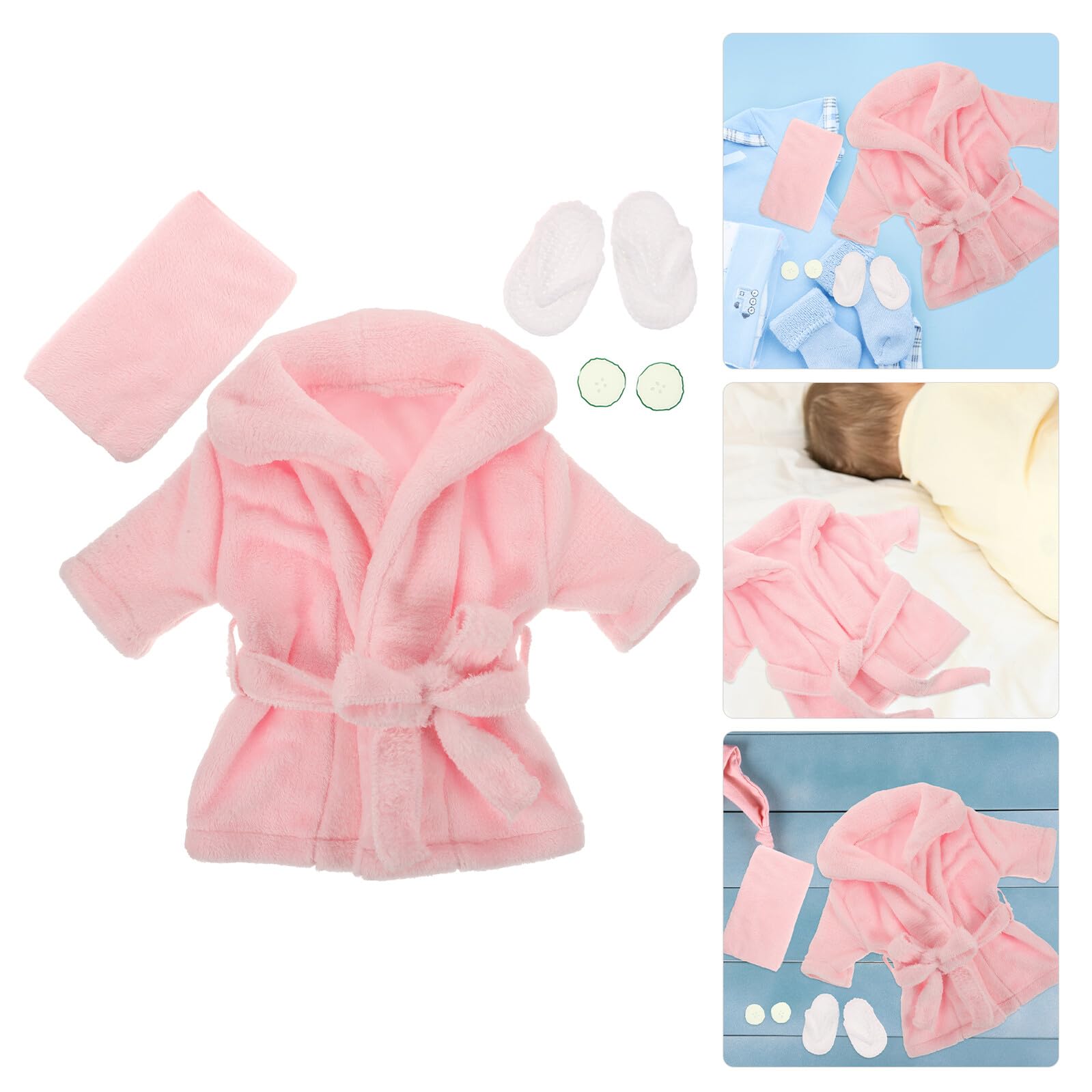 Bata de Fotografía para Recién Nacido, 1 Juego Rosa | Forro Polar Coral Suave, Accesorios Incluidos, para Ñiño Niña y Niños Pequeños, Sesiones y Fiestas
