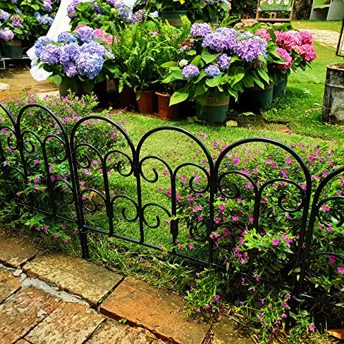 SCENDOR Garden Edging Border Decorative Fences Panel 18\"W x 16\"H 5 Pack for Flower Bed Edging Rustproof Dog Animal Barrier Fencing for Yard Metal Black - Thumbnail 3