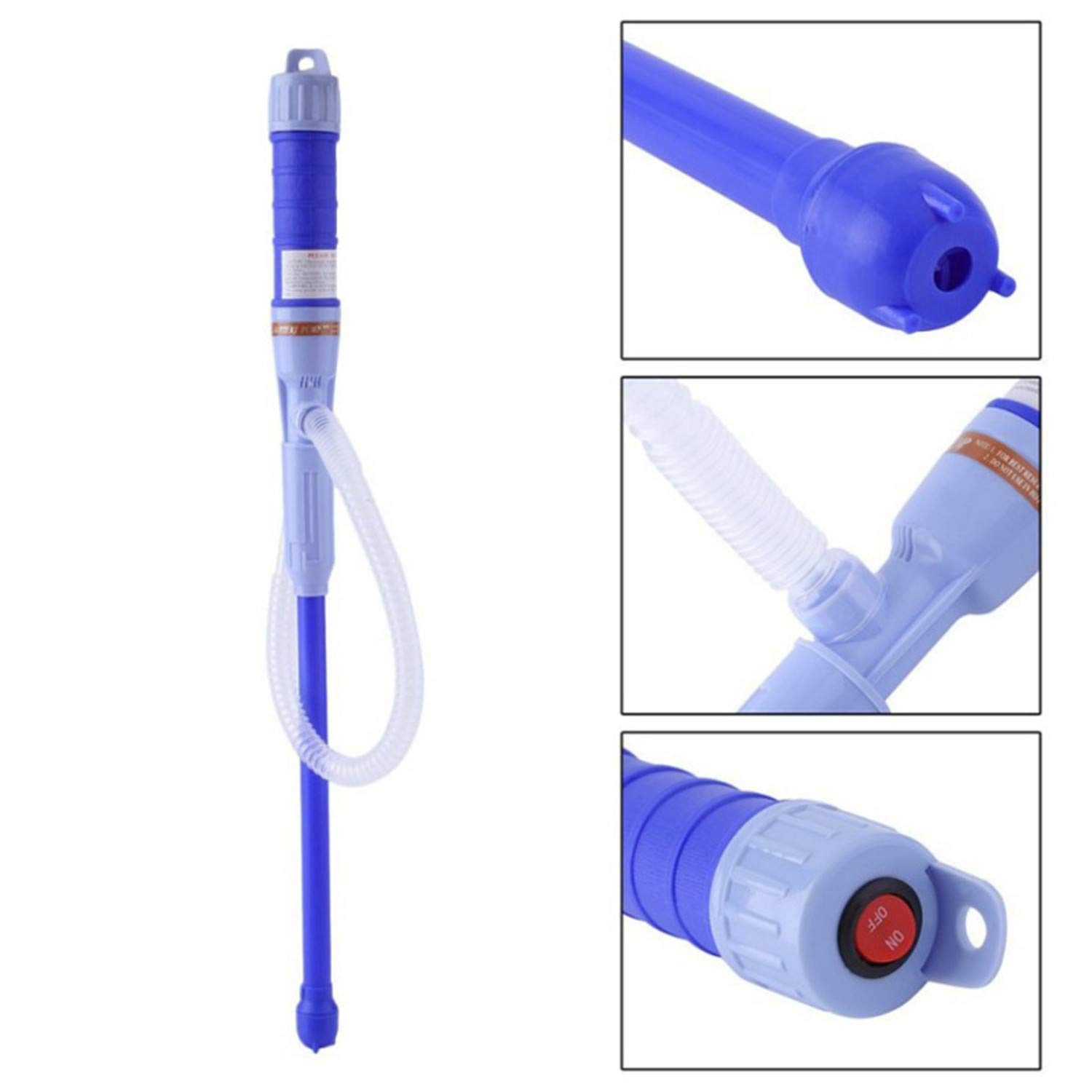 Battery Operated Liquid Transfer Pump Electric Liquid Transfer Syphon Pump Manual Fuel Transfer Pumps with Bendable Suction Line for Diesel Oil (Blue