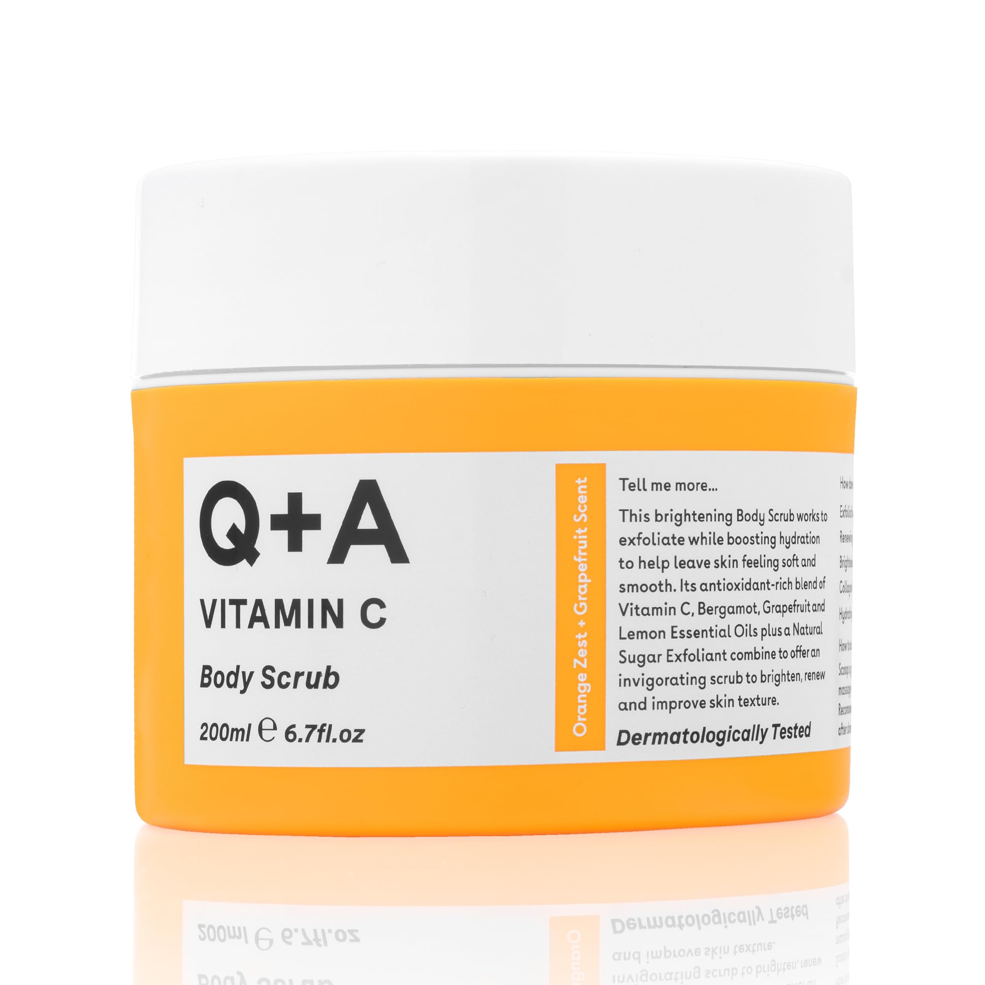 Q+A Vitamin C Body Scrub 200ml, Exfoliating Sugar Scrub