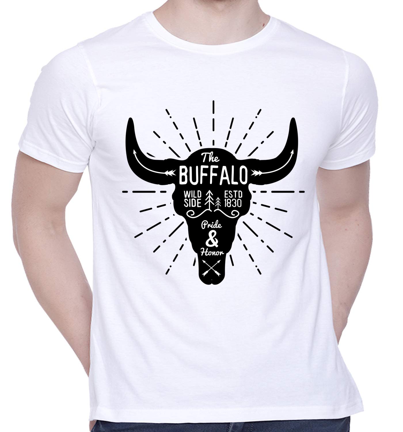 CreativiTGraphic Printed T-Shirt for Unisex The Buffalo Black Tshirt | Casual Half Sleeve Round Neck T-Shirt | 100% Cotton | D00597-143
