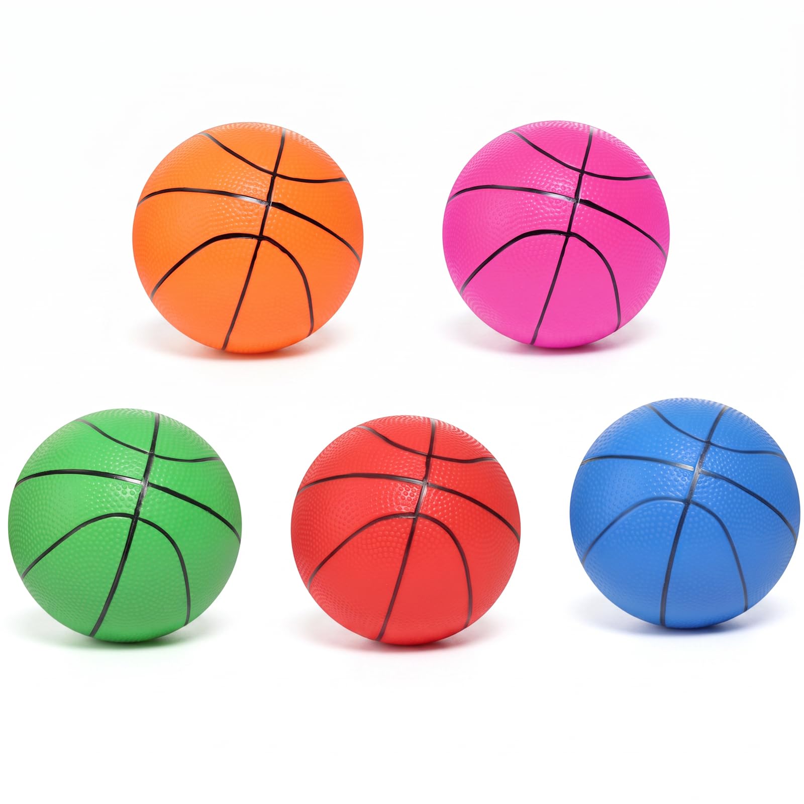 5 Pack 7 Inch Small Mini Basketballs - Size 3 Toy Basketball Set with 5 Mixed Colors, Indoor and Outdoor Play, Kids Basketballs Mixed 5 Color
