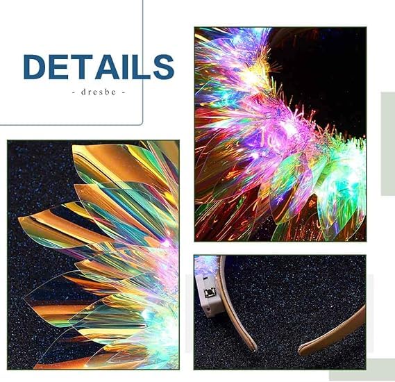 Evlry Fascia per capelli luminosa a forma di corona per festival, con LED, accessorio per capelli da donna