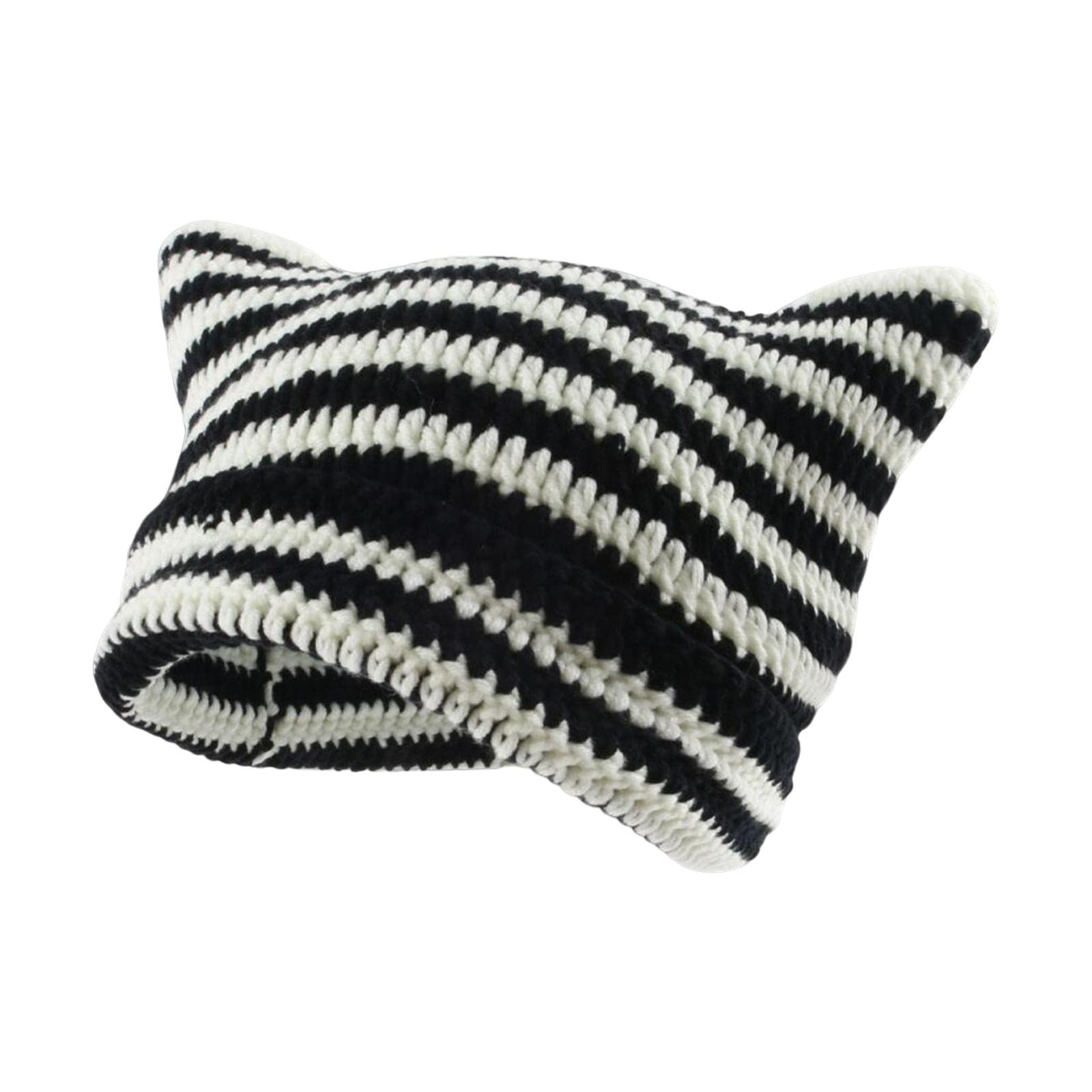 FASHIONMYDAY Fashion My Day® Crochet Hat Knitted Cap Slouchy Photo Props Female Striped Warm Headgear Black and White | Hats (B0C16ZYXH9) Amazon Price History, Amazon Price Tracker