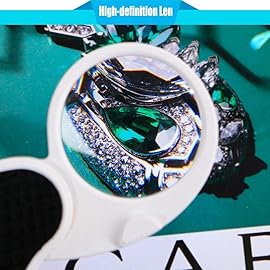 TECHSHARE Magnifying Glass with Light, Lighted Magnifying Glass, Handheld Pocket Magnifier Small Illuminated Folding Hand Held Lighted Magnifier for Reading Coins Hobby Travel - 45 Mm Diameter