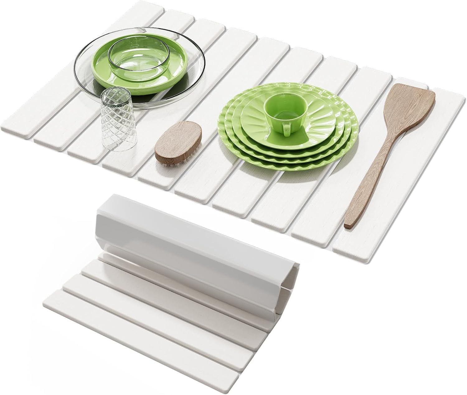 Stone Drying Mat for Kitchen Counter 60x40cm Foldable Non-Slip Stone Drying Pad Reusable Dish Drainer Mat Diatomite Drying Stone Mat with Exquisite Patterns for Sink Dish Rack Marble Worktop White โ image 1