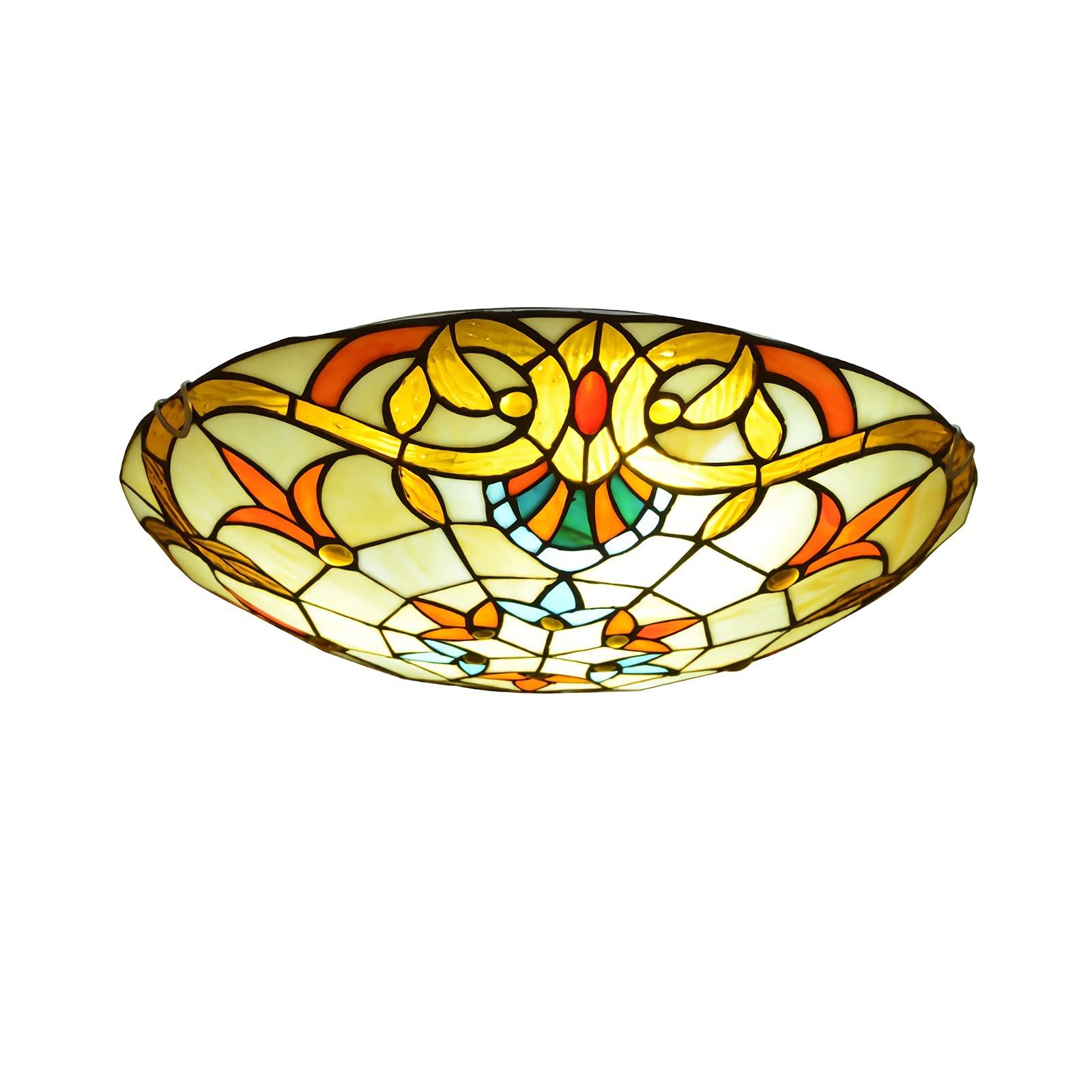 YNIYUJKL Tiffany-Style Baroque Ceiling Light,Stained Glass Shade Flush Mount Ceiling Lamp For Living Room Bedroom Kitchen Hallway, E27 Bulb, Max40W,50Cm-50Cm (50Cm),50cm