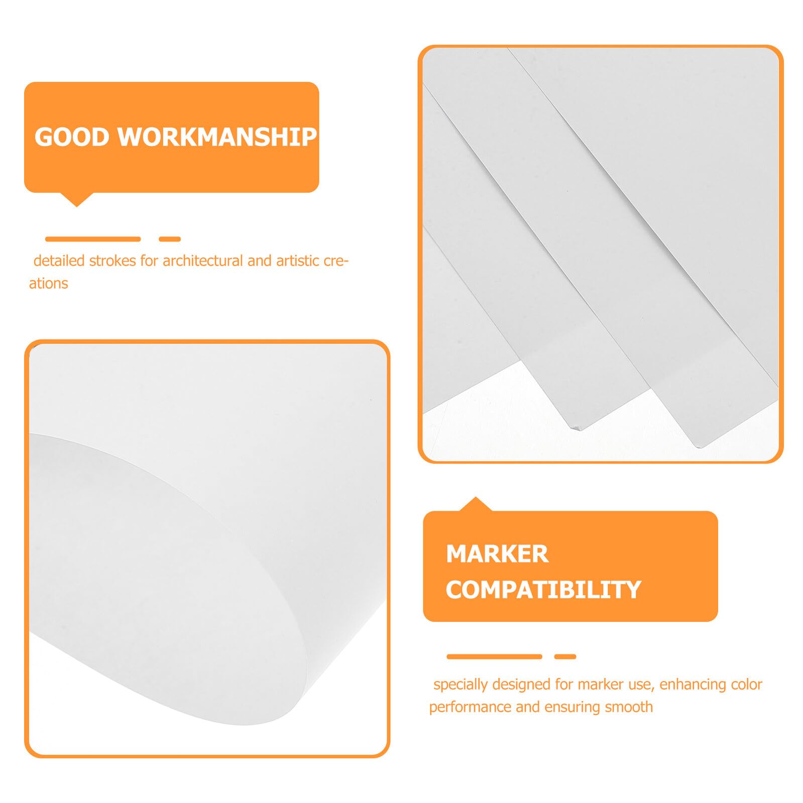 Markerpapier Zeichenblock für Architekten und Designer, 100 Blatt | Weißes Papier, für Malen und Outdoor Skizzen, Großflächiges Ausmalen und Feine Linien