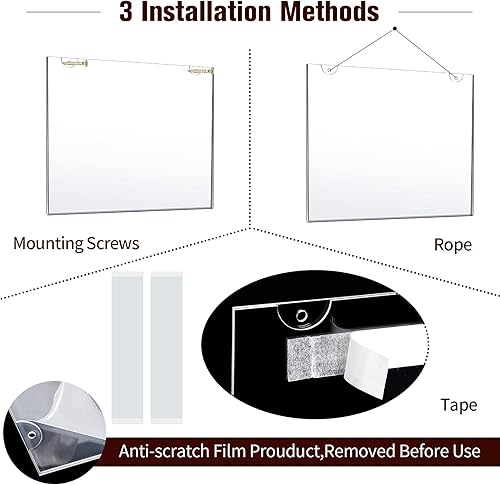 Miniatura 2 de 16 soportes acrílicos para letreros de 8.5 x 11 pulgadas, soporte para letreros de montaje en pared, de plástico transparente con cinta adhesiva,