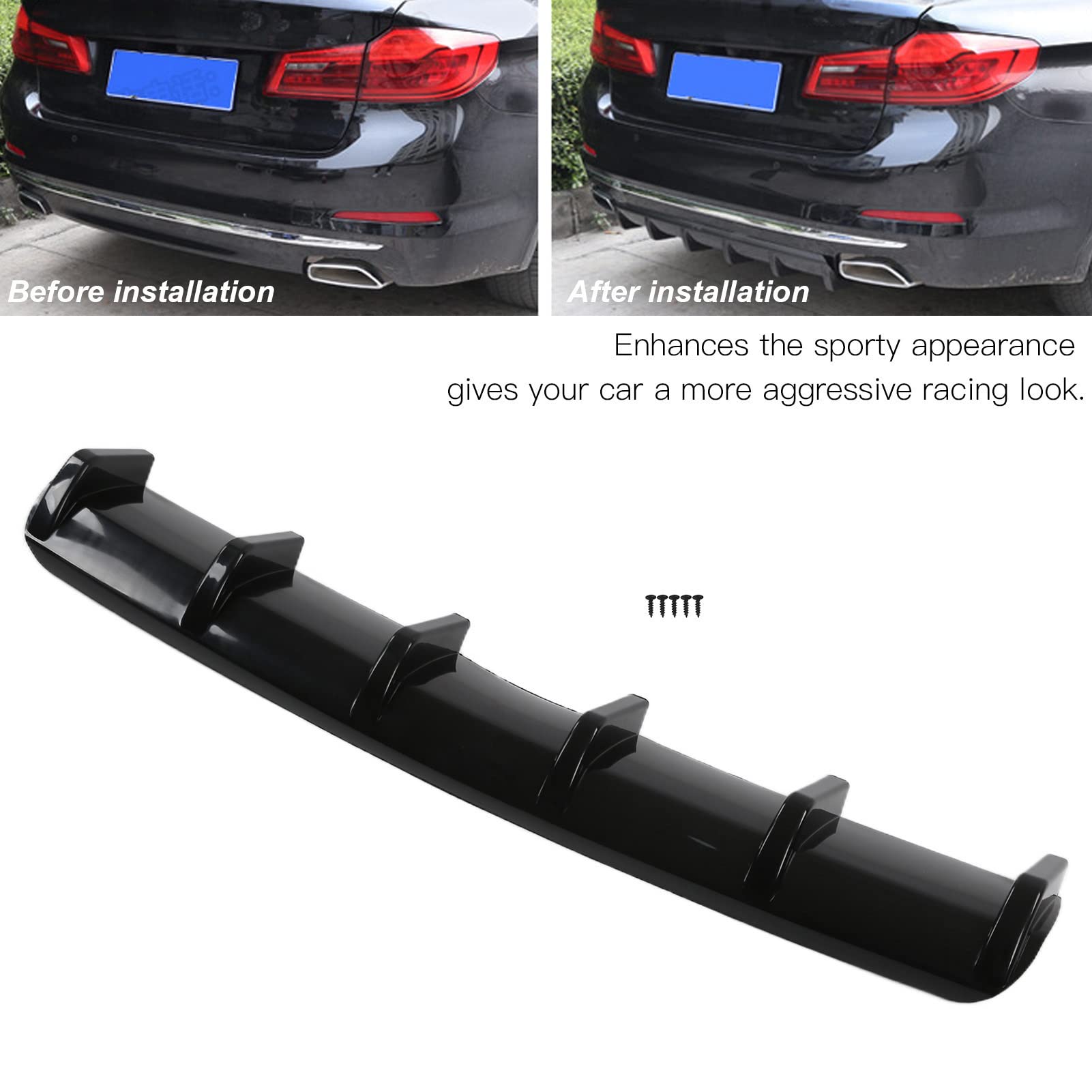 KIMISS Dyfuzor tylny do zderzaka uniwersalny spoiler aerodynamiczny czarny splitter