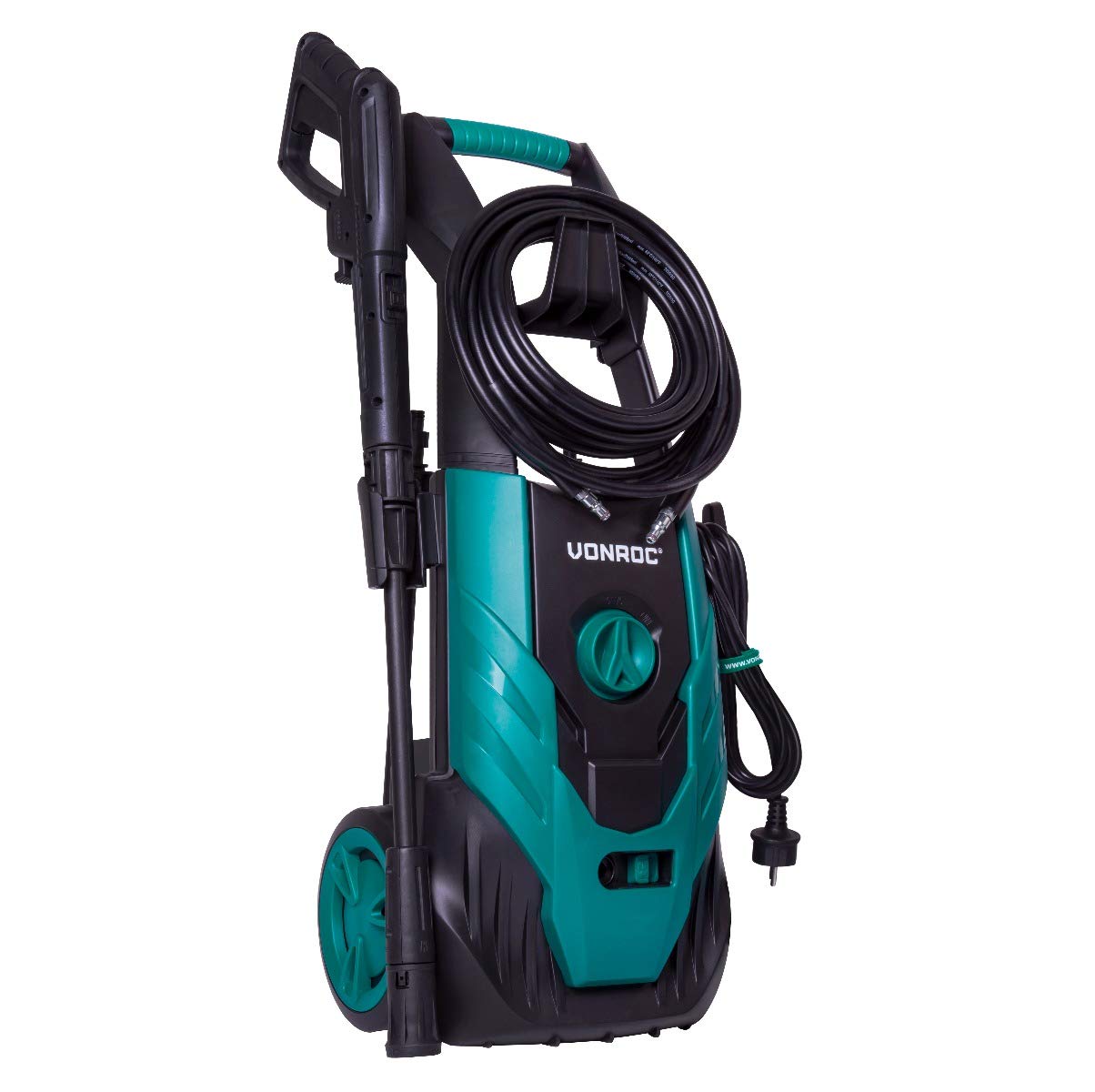 VONROC Myjka Ciśnieniowa 1800W – 130 Bar, 420 l/h, Zbiornik na Detergent, Dysza Turbo, Myjka Tarasowa, Wąż 8m – Idealna do Samochodu, Elewacji, Tarasu i Podjazdu