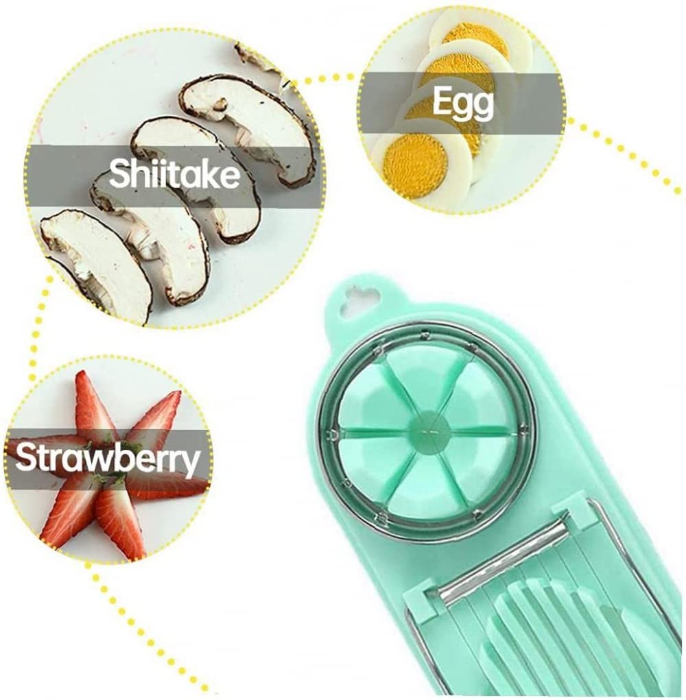 Eiersnijder van roestvrij staal, 2-in-1 eierbeker, eiersnijder, professionele eiersnijder van roestvrij staal, voor eieren, kiwi's, aardbeien, zacht voedsel, vaatwasmachinebestendig, wit