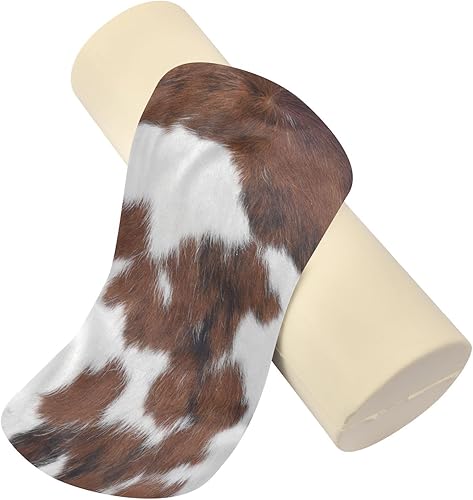 Miniatura 2 de xigua Almohada enrollable de cuello de vaca con estampado blanco y marrón para alivio del cuello con funda extraíble lavable, cojín de cilindro