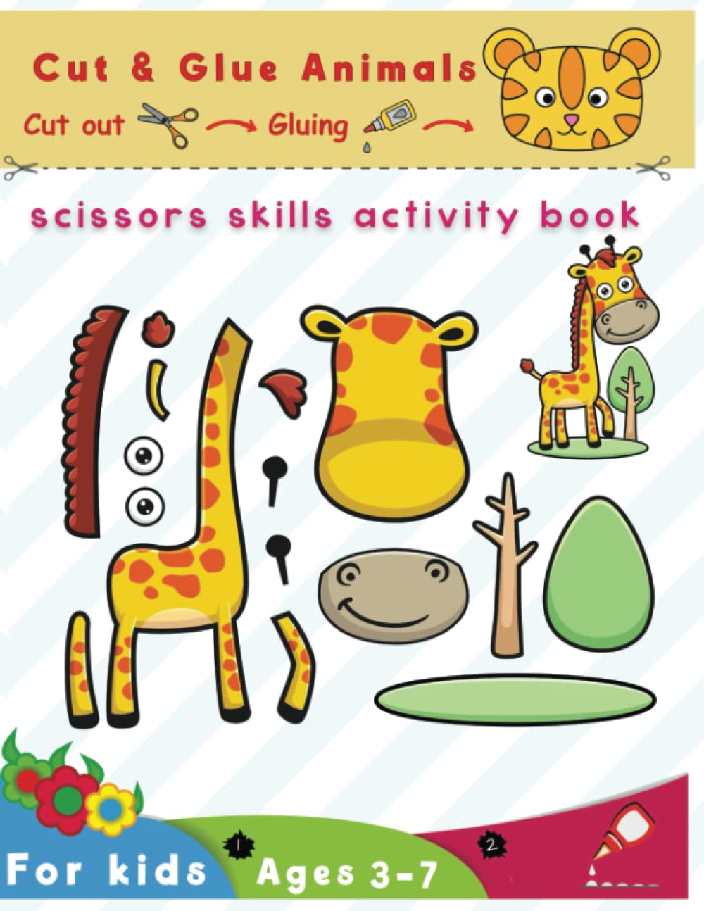 cut and glue animals: Cut & Paste Skills Workbook for Kids, Cut and Glue Activity Book, Scissor Skills Preschool Workbook for Kids