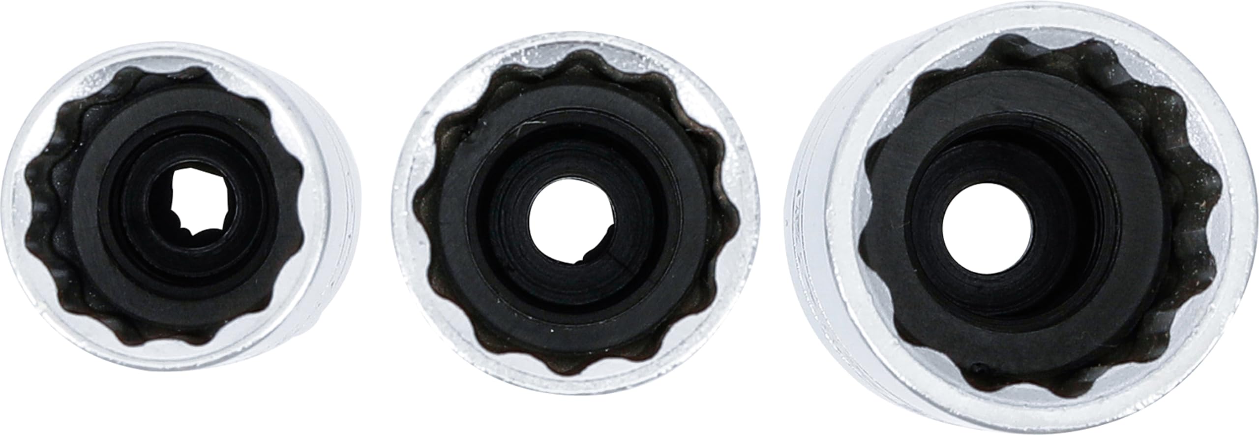 BGS 6858 | Serie di bussole poligonali per candele | 10 mm (3/8") | 14 - 16 - 18 mm | 3 pz.