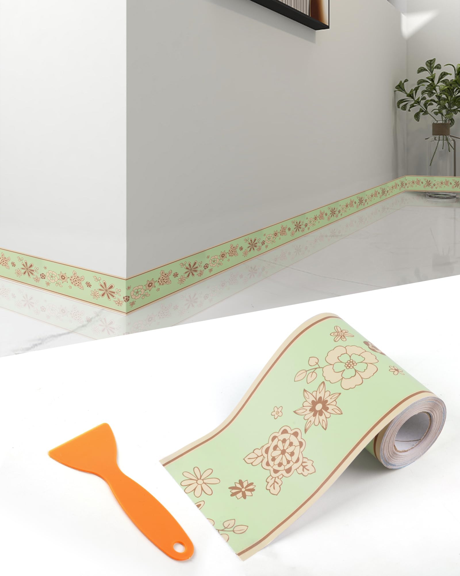 YENHOME Bordo Bianco Carta da Parati Adesiva in Legno 7.6×600cm Bordo Autoadesivo Adesivo per Pareti PVC per Cucina Vinile Bordi Della Parete Cornice Della Porta Decorazione Bagno Soggiorno
