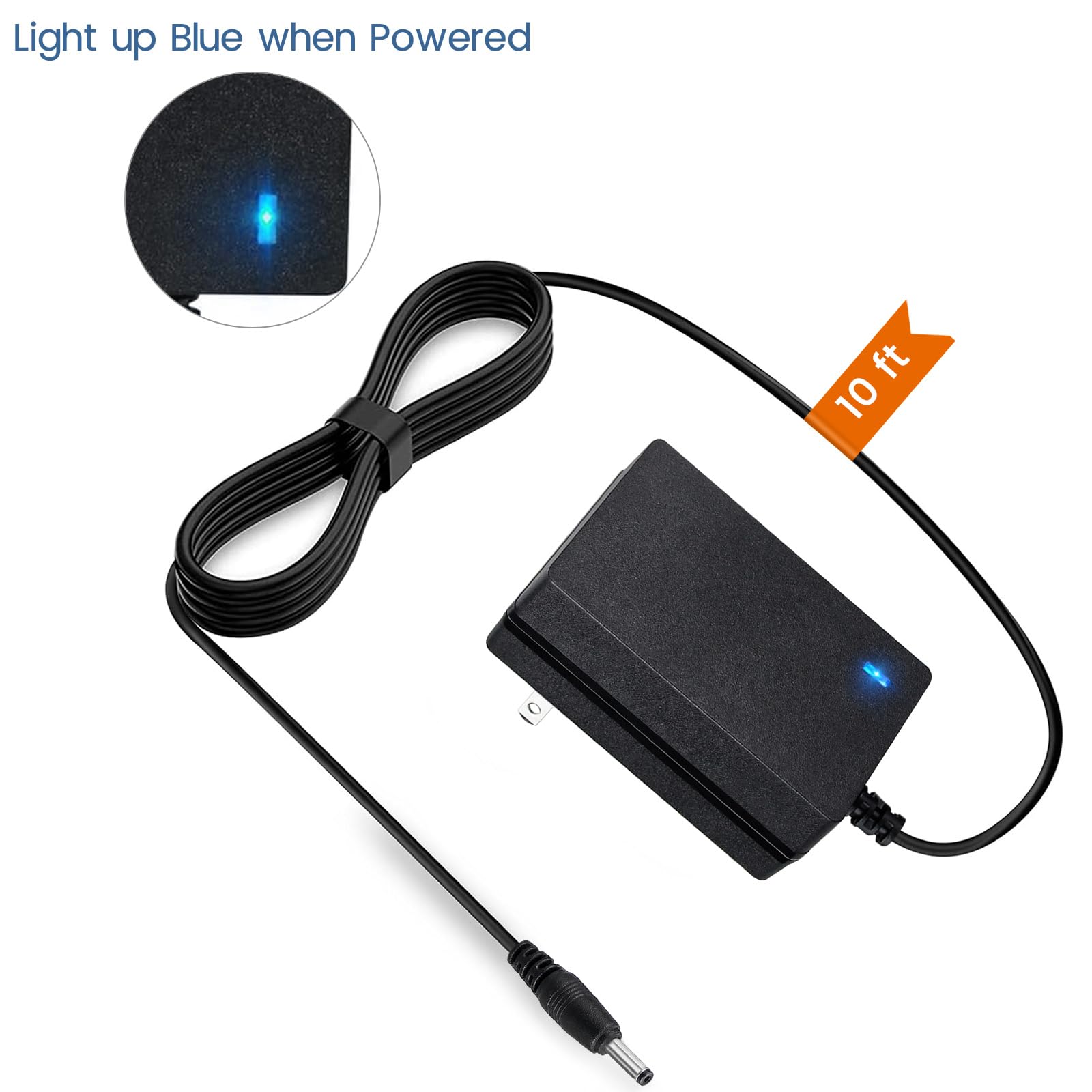 Cavo di alimentazione da 3 m per tastiera Yamaha PSR, YPG, YPT, DGX, DD, cavo di ricarica per pianoforte digitale, adattatore di alimentazione 12 V con indicatore luminoso