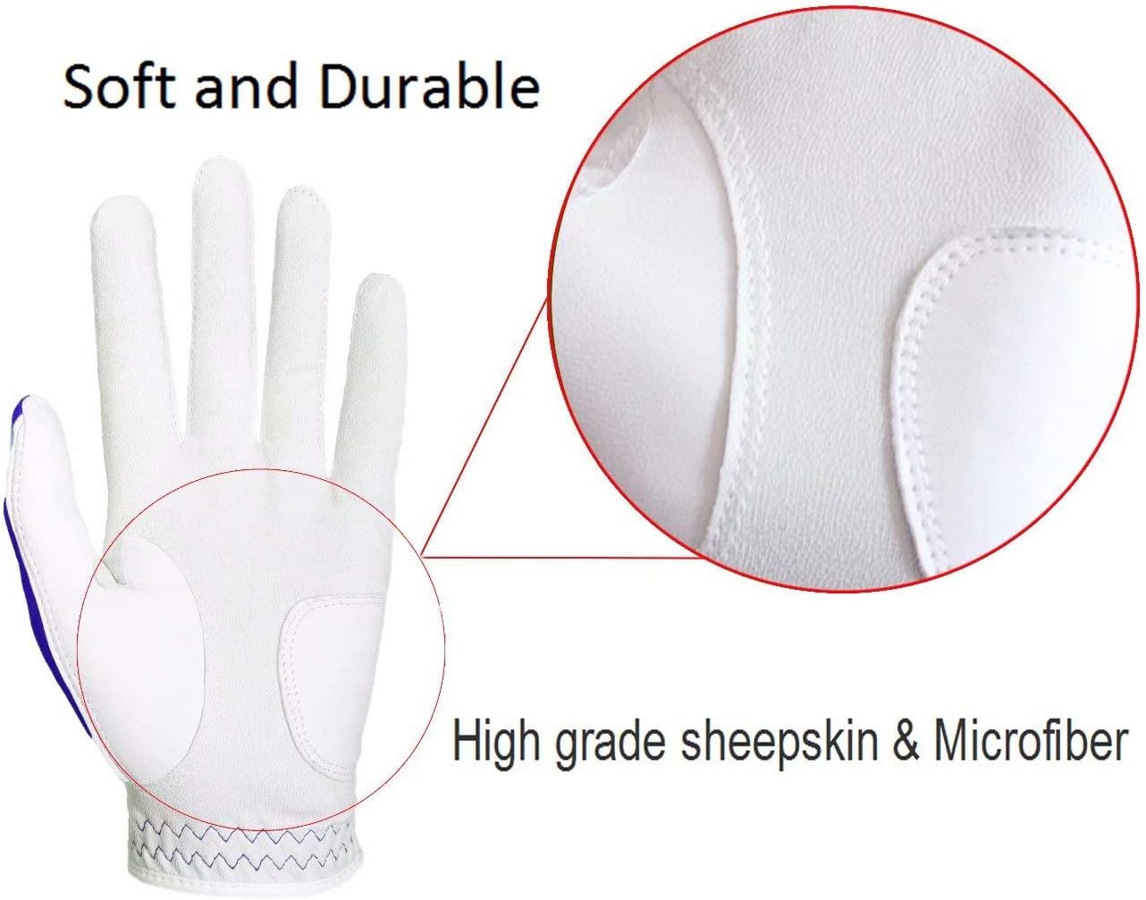 Men's Golf Glove High Grade Leather Two Pack（Two Left Hands Or Two Right Hands Or One Pair） Six Colors to Choose from Red/Blue/Navy Blue/Sky Blue/Coffee/Beige
