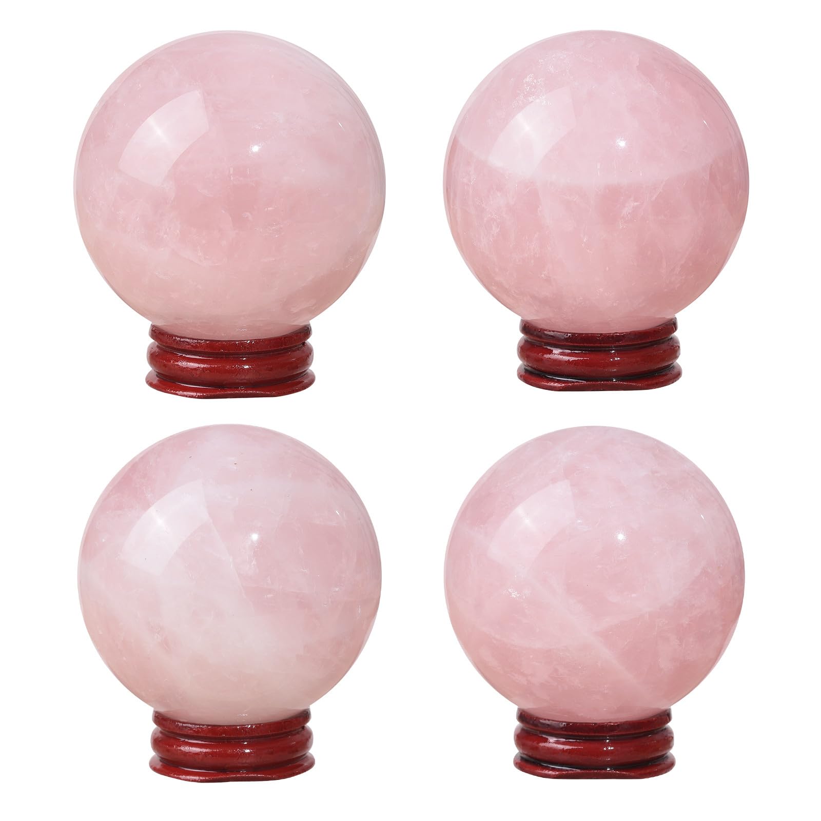 Nupuyai Natural Rose Quartz Crystal Ball with Wooden Stand - Image 3