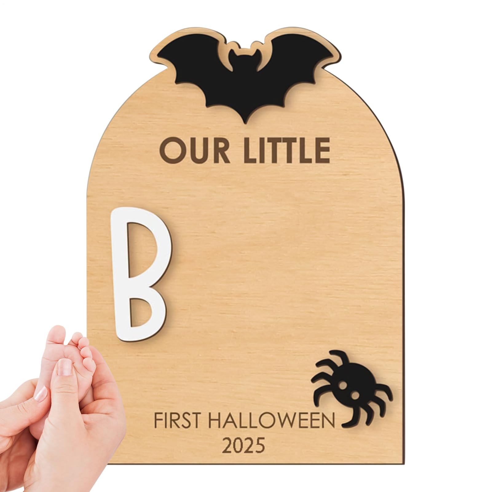 Fabixoin Baby Footprint Kit,Wooden Baby's Halloween Footprint Art | Craft Pad Print Ornament Hand Keepsake for Birth Nursery Shower Family Parents Kids Father Christmas Halloween